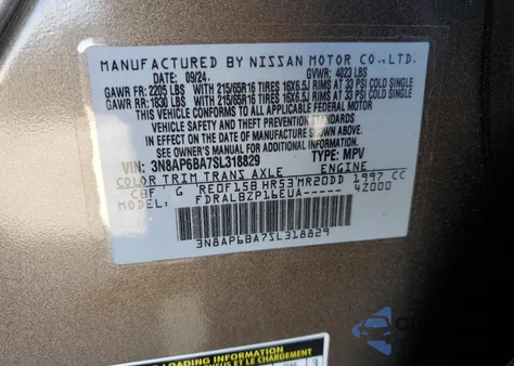 2025 Nissan Kicks S from USA, damaged, VIN 3N8AP6BA7SL318829